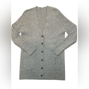 Allude Cashmere Wool Cable Knit Long Cardigan Sweater Size L Gray